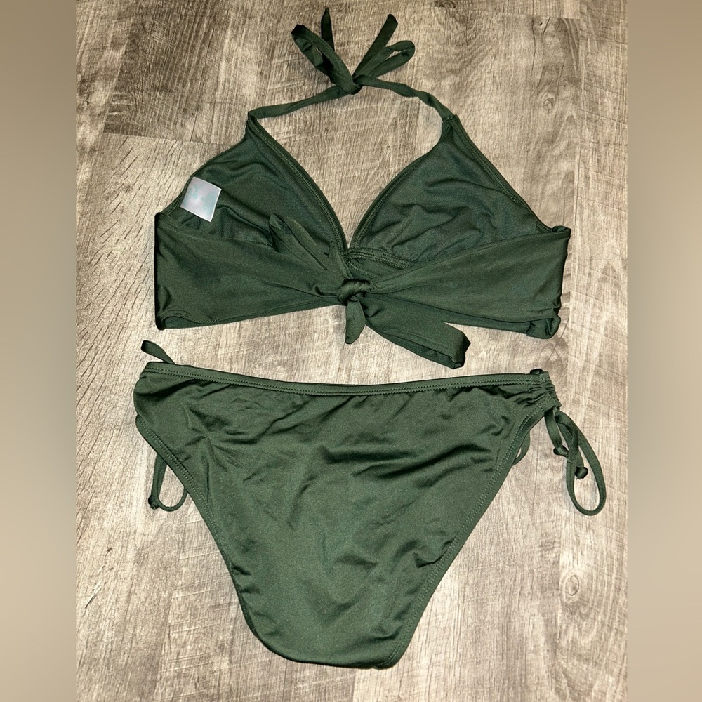 Kona Sol Dark Green Cutout Halter Bikini - Picture 2 of 4